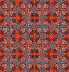 Seamless striped vector pattern. Vintage colored decorative repainting background with tribal and ethnic motifs. Abstract geometric roughly hatched shapes colored with hand drawn brush stokes.