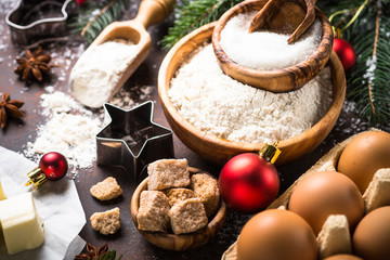 Ingredients for cooking christmas  baking