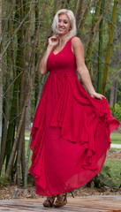 Fototapeta premium Woman in a red dress underwater