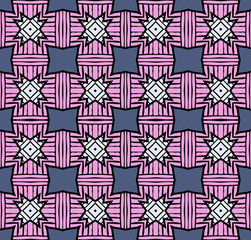 Seamless striped vector pattern. Vintage colored decorative repainting background with tribal and ethnic motifs. Abstract geometric roughly hatched shapes colored with hand drawn brush stokes.