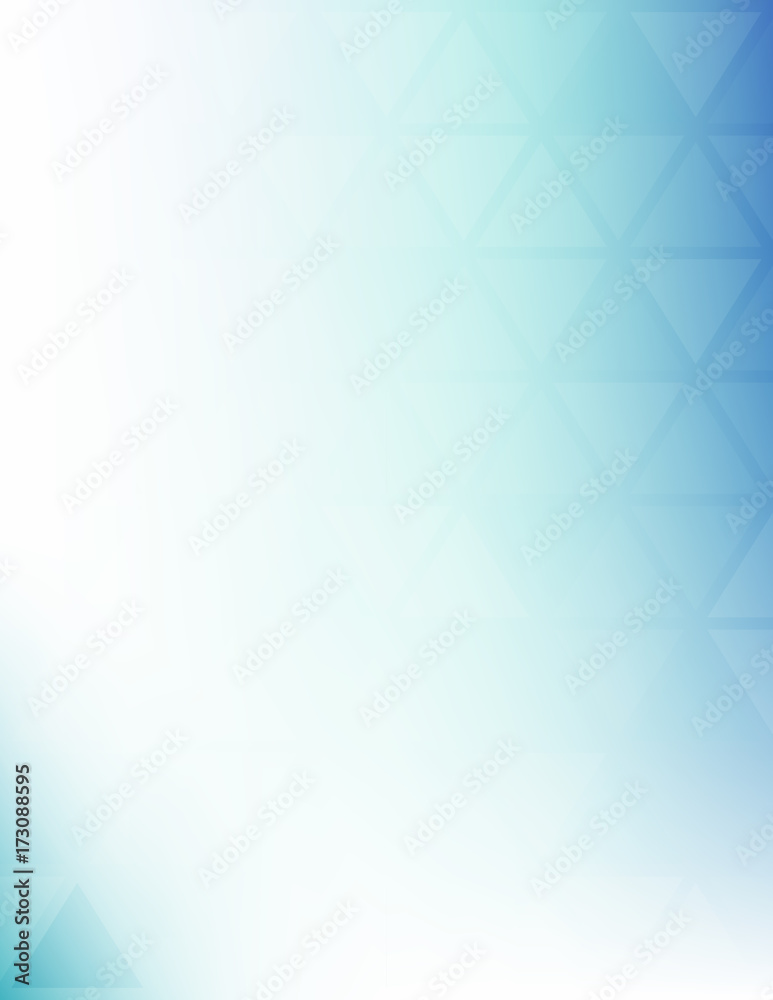 Poster Abstract blue and turquoise pattern with transparent triangles. Subtle vector graphic background