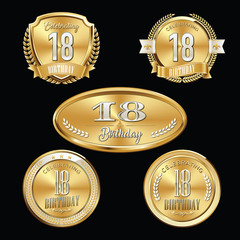 Anniversary Badges. Premium set of 18th Anniversary badges.