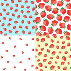 Vector set. Seamless pattern of delicious ripe strawberries.