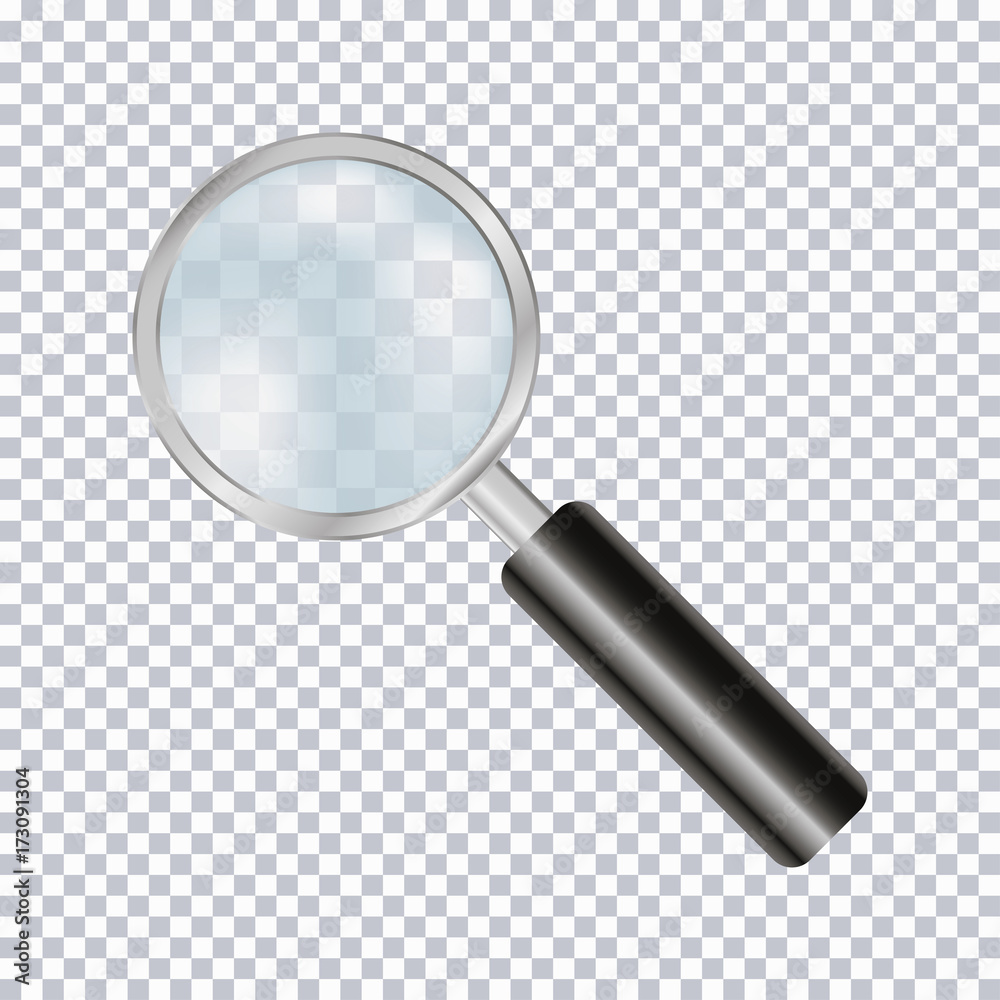 Poster magnifying glass realistic isolated on transparent background. vector illustration.