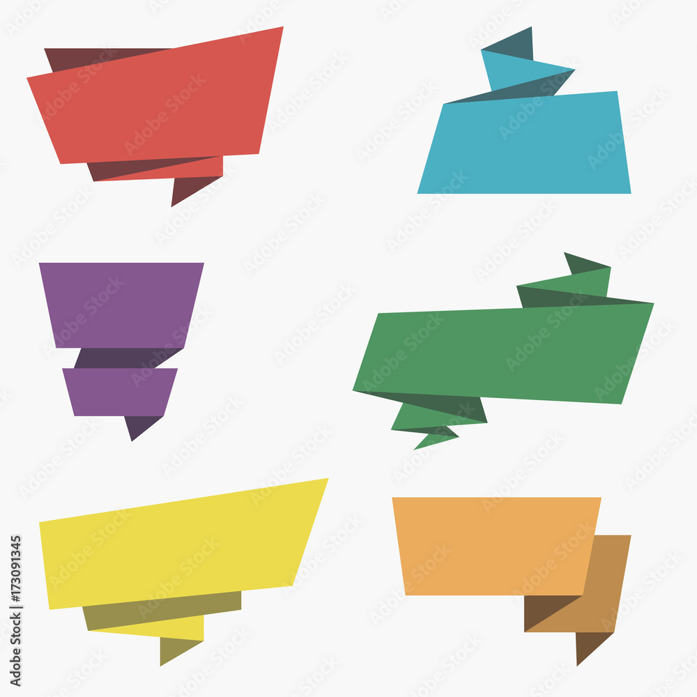 Poster origami banners. set of colorful paper labels with space for your text. vector illustration.