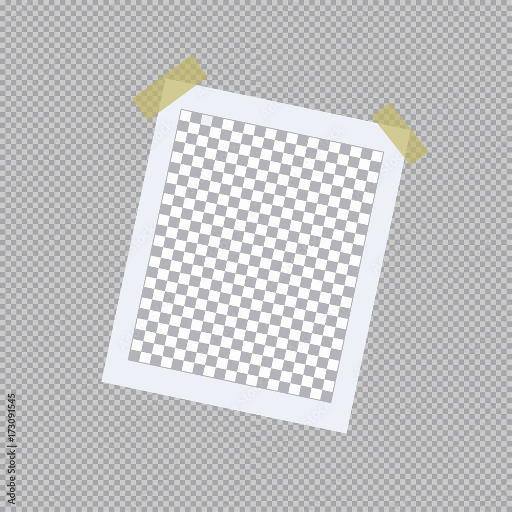 Aufkleber realistic photo frame on sticky tape. snapshot on transparent background. vector illustration.