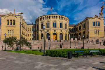 Fototapeta premium Norwegian Parliament building (Stortinget) in Oslo. Norway.