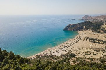 Fototapeta na wymiar Aerial view of Tsampika beach, Rhodes island, Greece