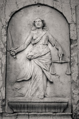 close up of a sculpture of justice. symbol. art. law