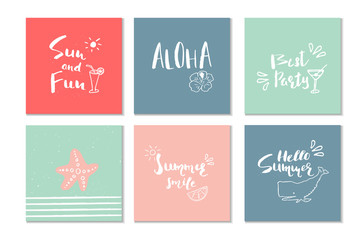 Beautiful summer poster with hand drawn lettering. Template for sail, tropical vacation