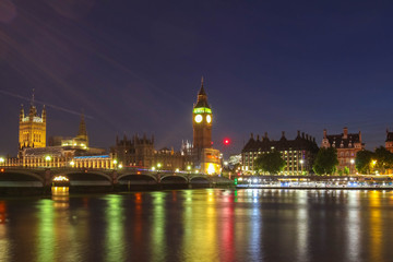Naklejka premium Big Ben and House of Parliament at night, London.