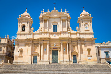 Fototapeta na wymiar NOTO, ITALY - San Nicolò Cathedral, UNESCO Heritage Site
