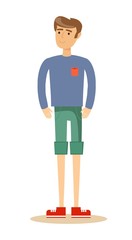 handsome man in shorts. Isolated over white background. Stock vector illustration for poster, greeting card, website, ad, presentation, advertisement design.