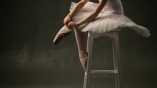 Ballerina Dancing In Studio
