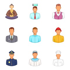 Embodiment icons set, cartoon style