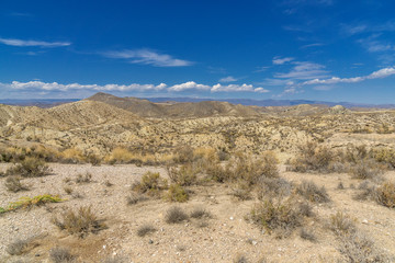 Fototapeta na wymiar Andalusia desert. Desert landscape in the national park Cabo de Gata in Andalusia