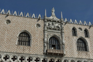 Fototapeta na wymiar Fragment of beauty Doge's Palace at San Marco square or piazza, Venezia, Venice, Italy, Europe 