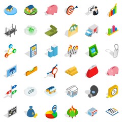 Write us icons set, isometric style