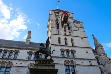 Historical building of Royal Courts of Justice in London ,England.