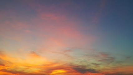 Colorful sunset sky and clouds as natural background