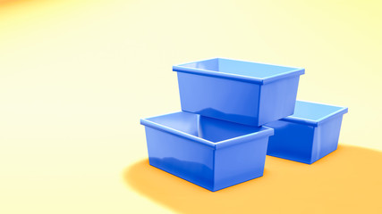 Plastic boxes 3d illustration