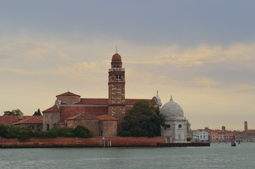 Naklejka premium Church San Michele on island behind walls of Venice Cemetery
