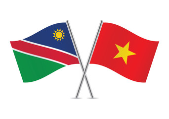 Namibia and Vietnam flags.Vector illustration.