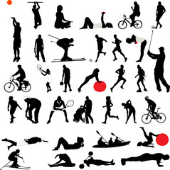 sport and recreation collection silhouettes - vector