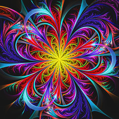 Bright colorful fractal flower background , floral pattern