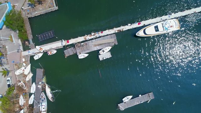 Drone flying over a marina 4k 60p