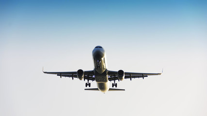 passenger airplane taking off composition photography