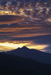 Beautiful Sunset in Southeast Alaska. A gorgeous sunset while traveling through the inside passage and the thousands of islands between Sitka and Wrangell, Alaska. 