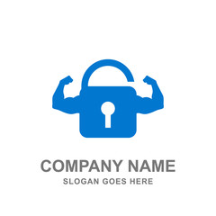 Strong Protection Key Lock Padlock Logo Vector Icon