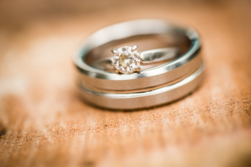 Obraz na płótnie Canvas Silver or Platinum Diamond Wedding Ring