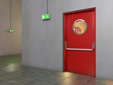 Fire prevention door, 3D Illustration