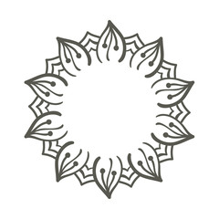 Mandala ornament. Flower frame. Decorative element  can be used for greeting card, wedding invitation, yoga poster, coloring book.. Doodle emblem.
