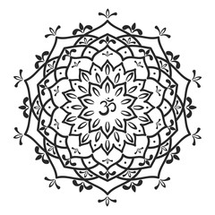 Fototapeta premium Om symbol with hand drawn mandala. Oriental decorative ornament can be used for greeting card, wedding invitation, yoga poster, coloring book.