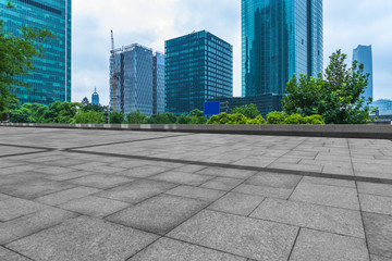 Fototapeta premium modern building and empty pavement, shanghai, china..