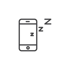 Smartphone on sleep mode line icon, outline vector sign, linear style pictogram isolated on white. Symbol, logo illustration. Editable stroke
