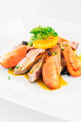 Grilled duck breast meat with sweet sauce
