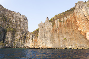 view of rock cliff in phiphi islands, Phuket,Thailand 