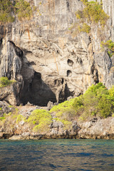 view of rock cliff in phiphi islands, Phuket,Thailand 