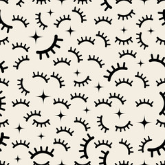 seamless  monochrome eyelash pattern background