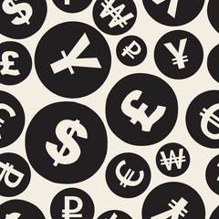 seamless  monochrome currency symbol pattern background