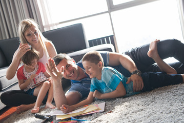 young couple spending time with kids