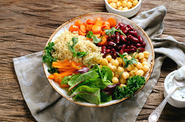 Vegetarian Buddha bowl with quinoa and chickpea