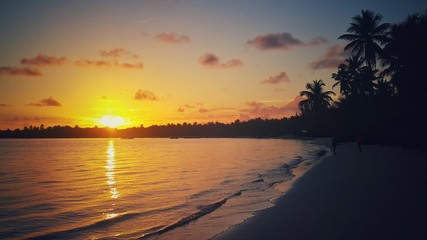 Beautiful sea sunrise on Punta Cana beach, Dominican Republic