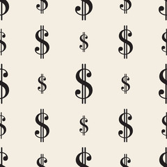 seamless  monochrome dollar pattern background