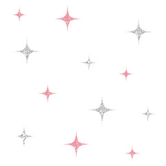 seamless silver and pink glitter star pattern background