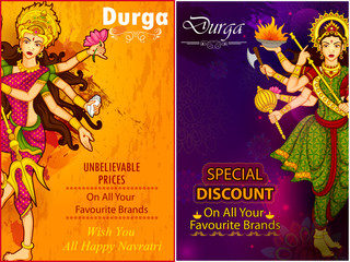 Goddess Durga for Happy Dussehra sale and promotion advertisement background